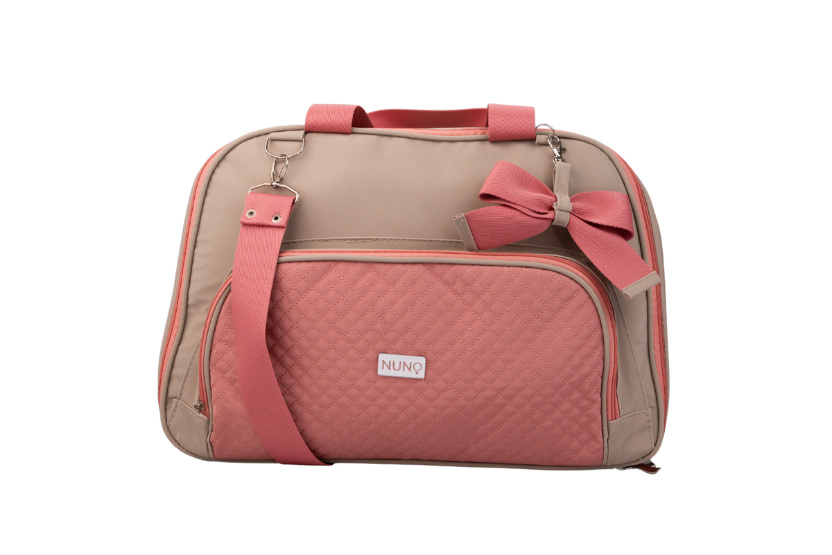 MALA DE MÃO BELGA - BEGE E ROSA GOIABA