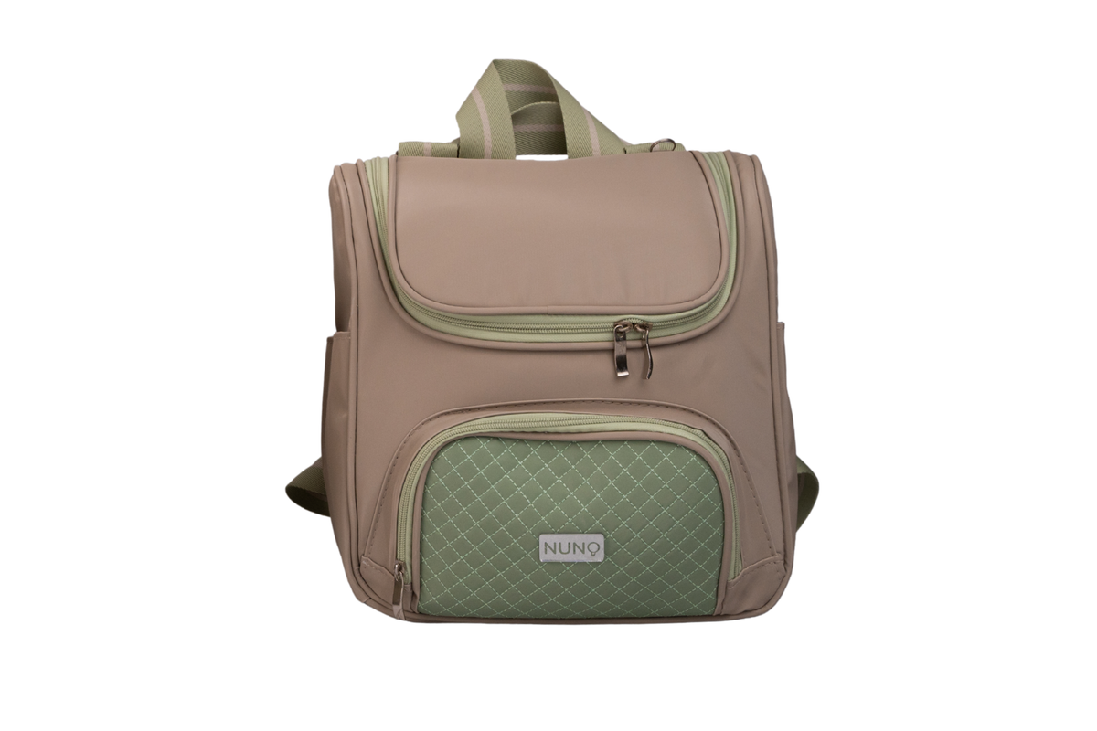 MOCHILA BELGA - BEGE E VERDE CLARO LISTRADO
