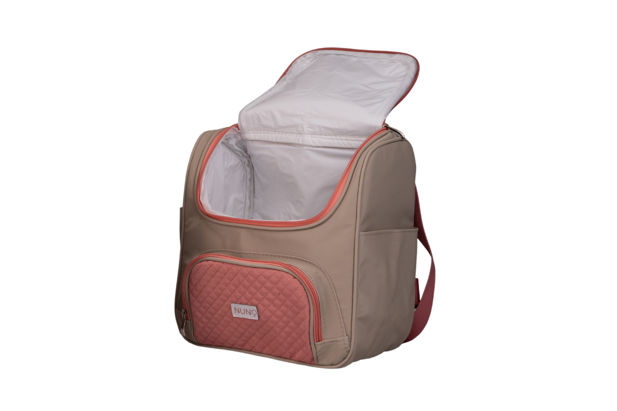 MOCHILA BELGA - BEGE E ROSA GOIABA