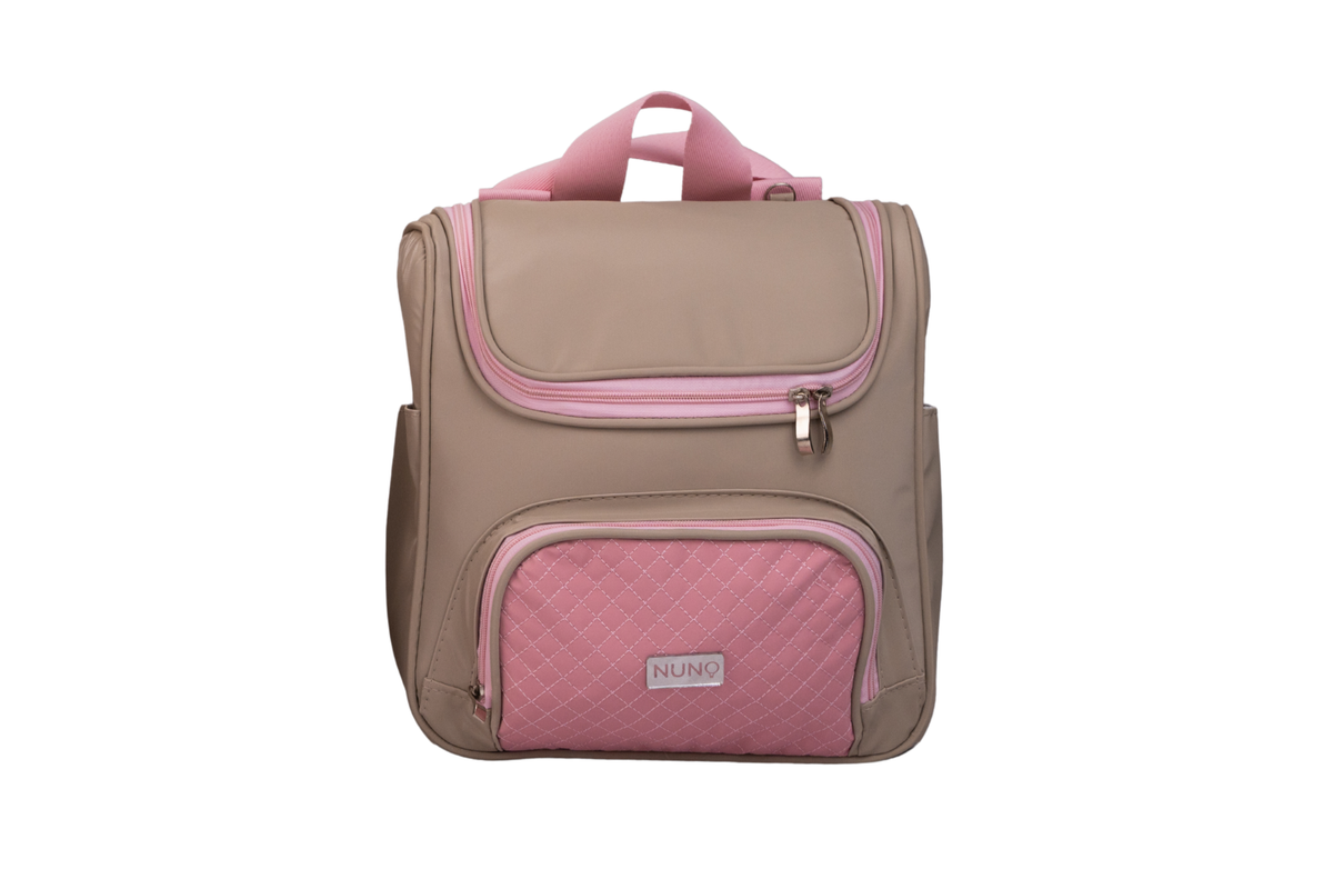 MOCHILA BELGA - BEGE E ROSA BEBÊ