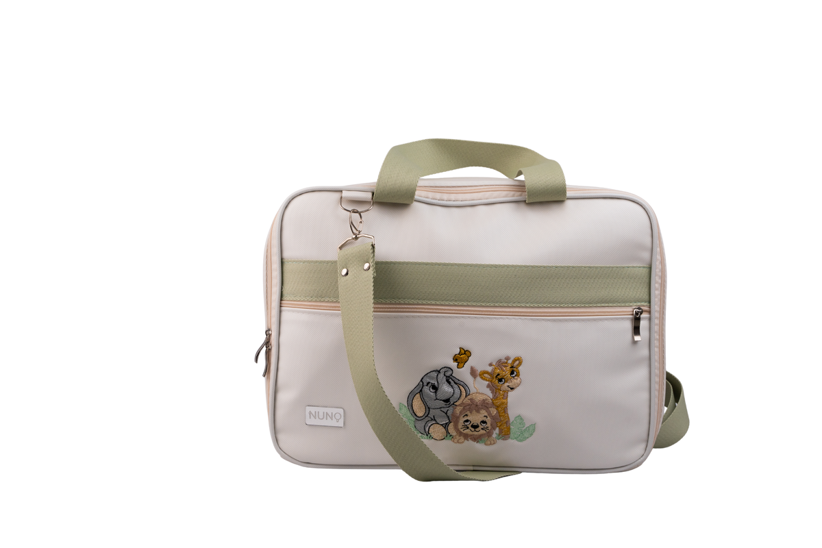 MALA DE MÃO FAUNA - OFF WHITE COM VERDE CLARO