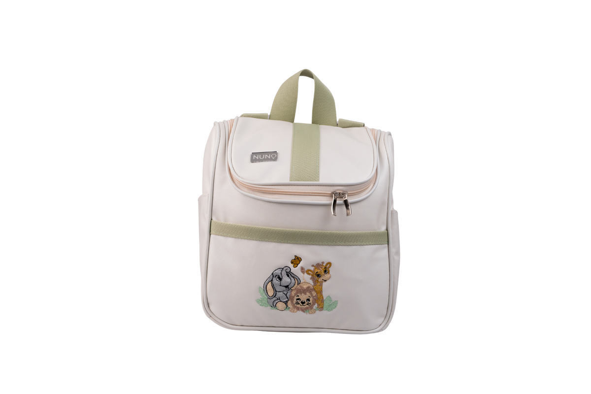 MOCHILA FAUNA - OFF WHITE COM VERDE CLARO