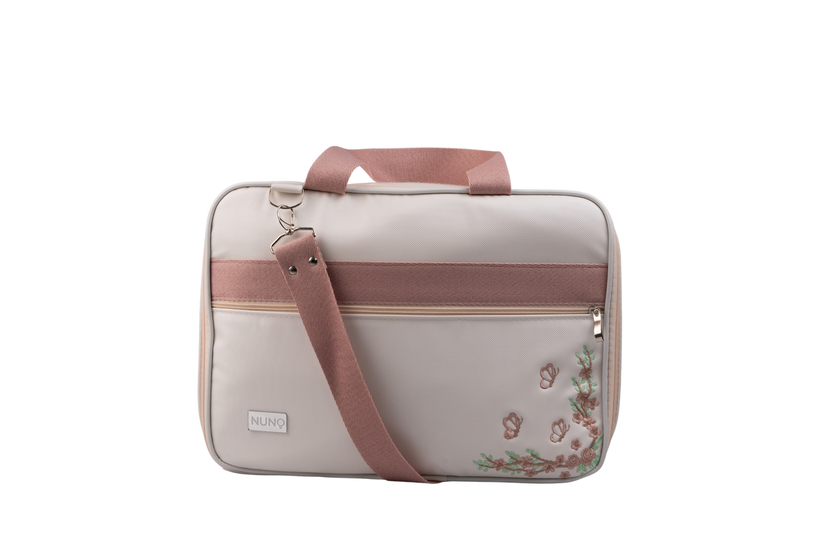 MALA DE MÃO FLORA - OFF WHITE COM ROSÊ