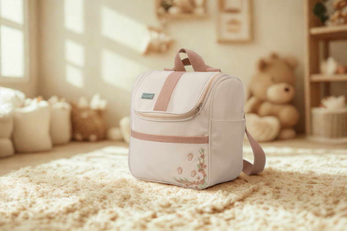 MOCHILA FLORA - OFF WHITE COM ROSÊ