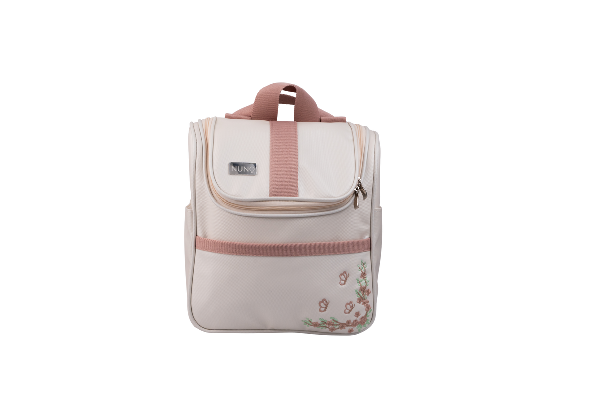 MOCHILA FLORA - OFF WHITE COM ROSÊ