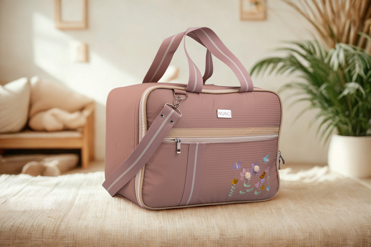 MALA DE MÃO JARDIM - ROSÊ COM LISTRAS