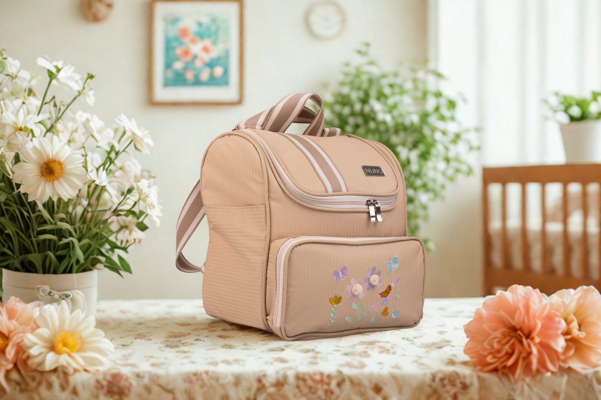 MOCHILA JARDIM - BEGE COM LISTRAS