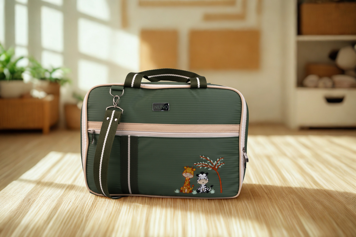 MALA DE MÃO SAFARI - VERDE MILITAR COM LISTRAS