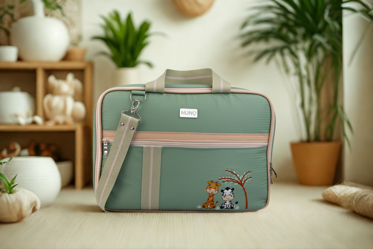 MALA DE MÃO SAFARI - VERDE CLARO COM LISTRAS