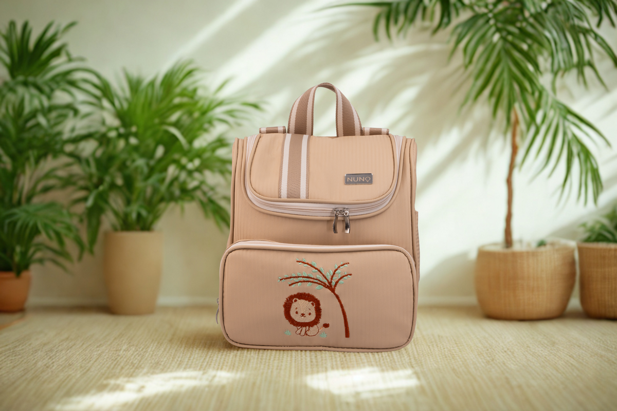 MOCHILA SAFARI - BEGE COM LISTRAS