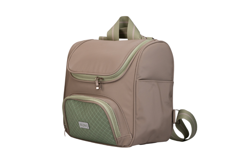 MOCHILA BELGA - BEGE E VERDE CLARO LISTRADO