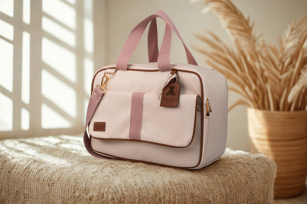 MALA DE MÃO CARTEIRO - BEGE COM ROSÊ