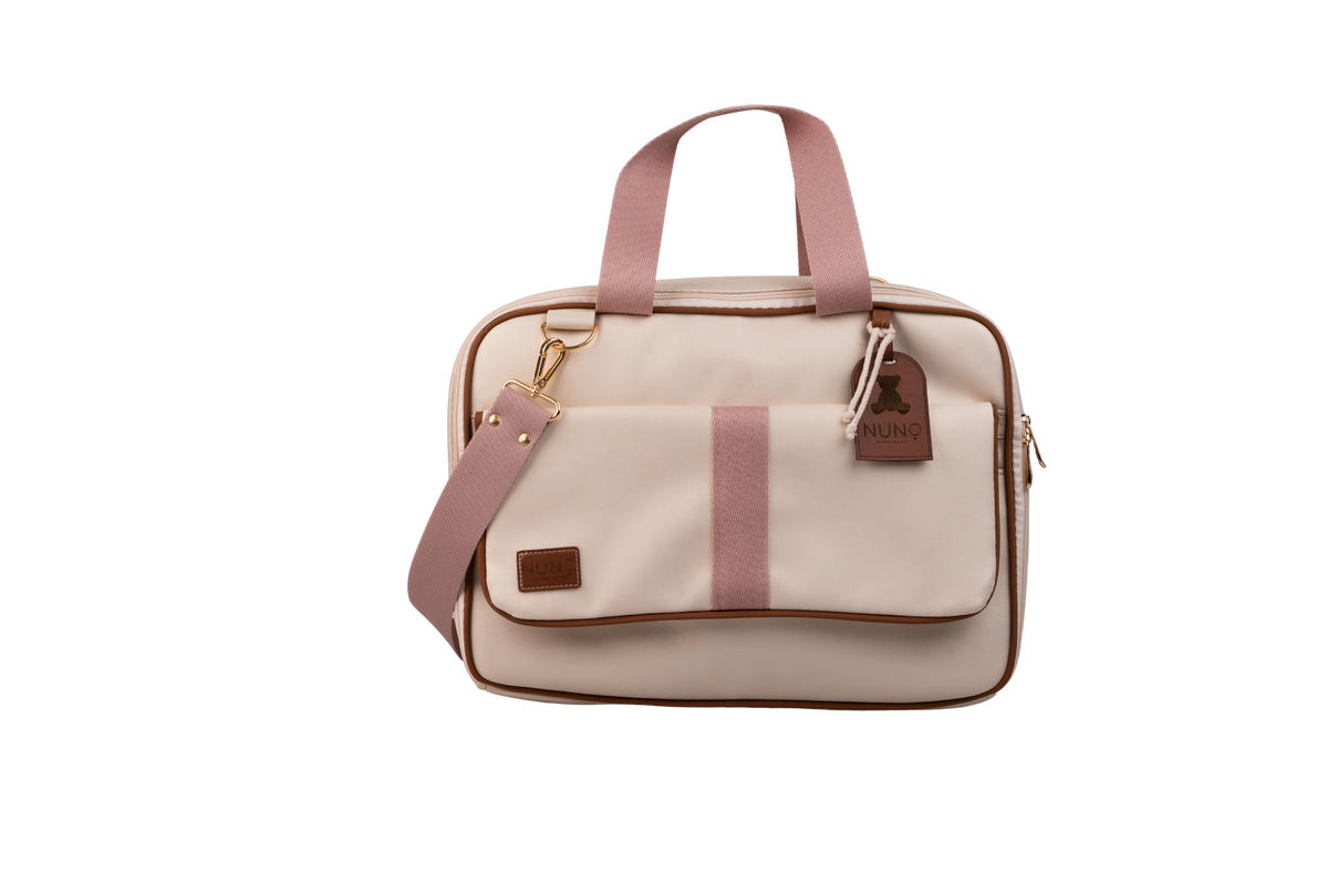 MALA DE MÃO CARTEIRO - BEGE COM ROSÊ