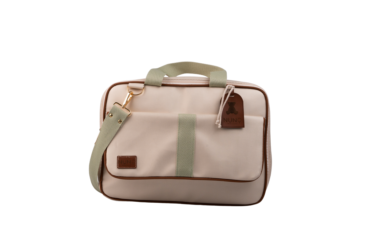 MALA DE MÃO CARTEIRO - BEGE COM VERDE CLARO