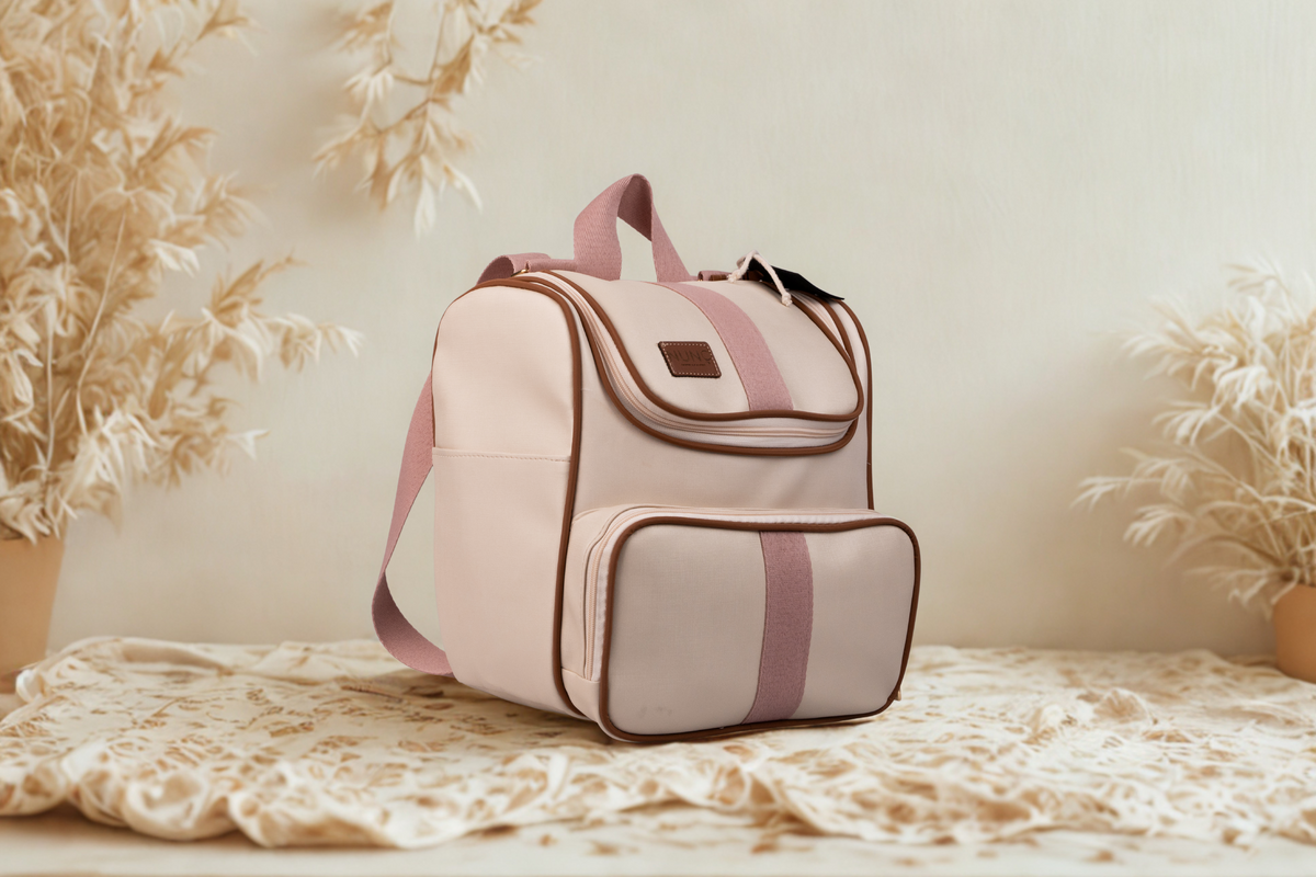 MOCHILA CARTEIRO - BEGE COM ROSÊ