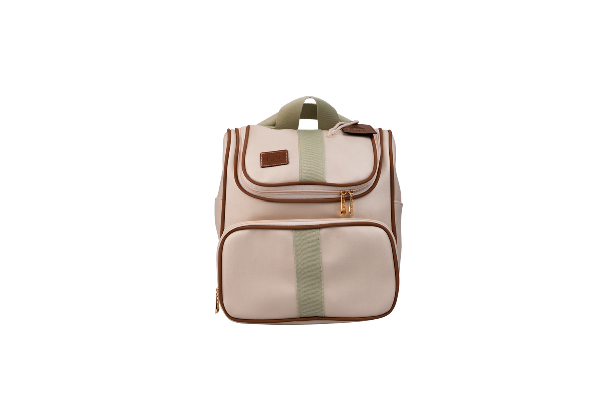 MOCHILA CARTEIRO - BEGE COM MARROM CLARO LISTRADO