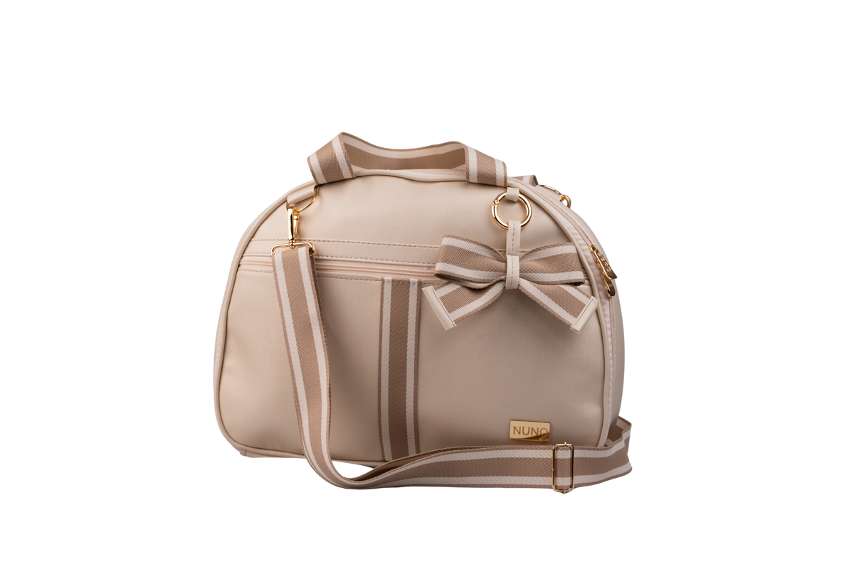 MALA DE MÃO CLASSIC - BEGE COM MARROM CLARO LISTRADO