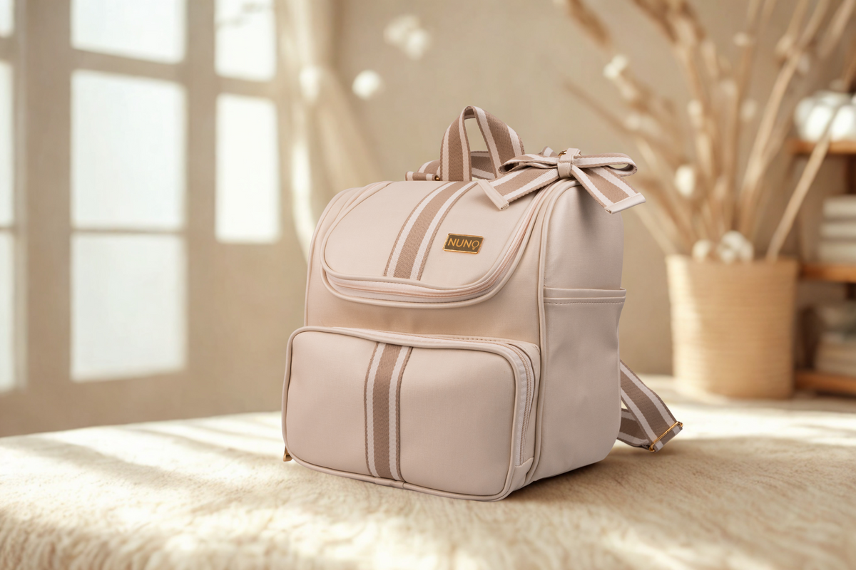 MOCHILA CLASSIC - BEGE COM MARROM CLARO LISTRADO