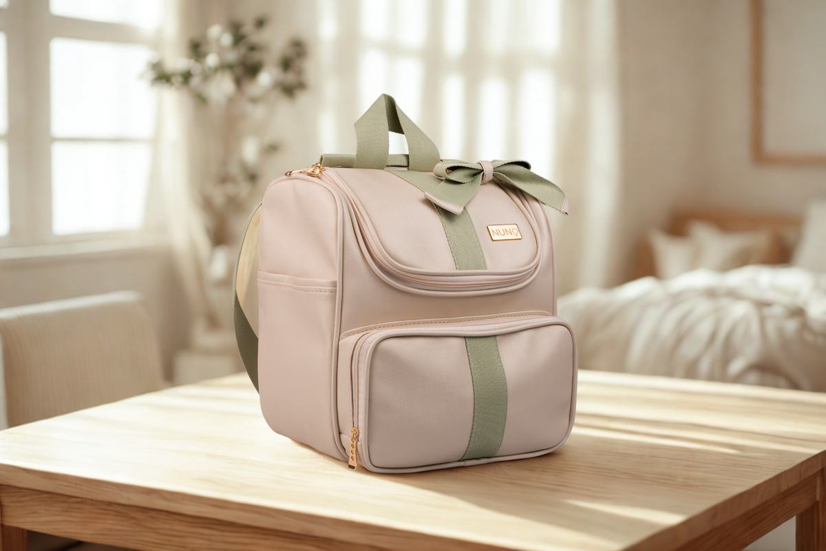 MOCHILA CLASSIC - BEGE COM VERDE CLARO