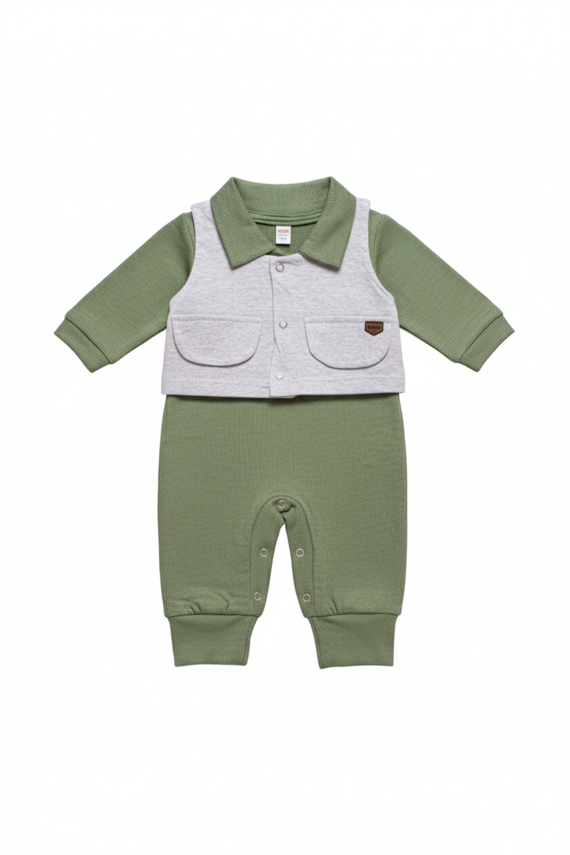 MACACÃO GABRIEL VERDE MILITAR - 0-6 MESES