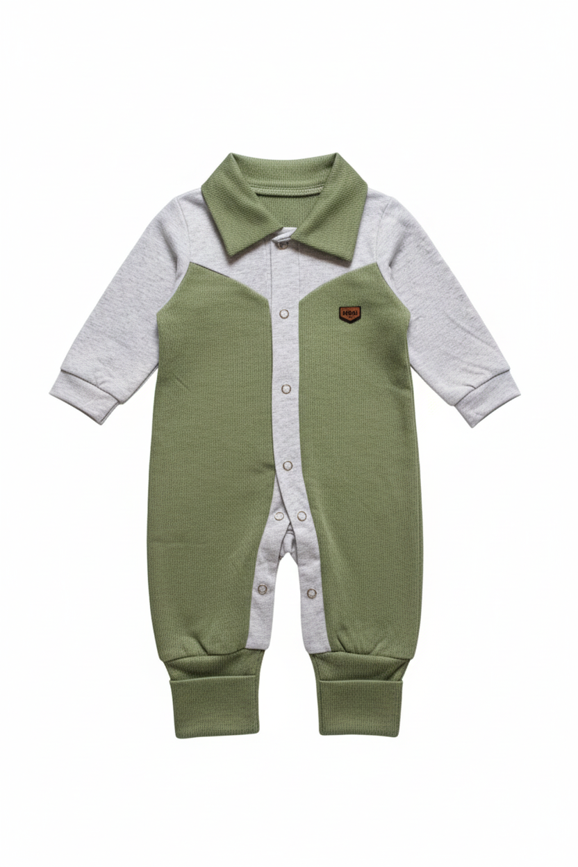 MACACÃO PAULO ESTILIZADO VERDE MILITAR - 0-6 MESES