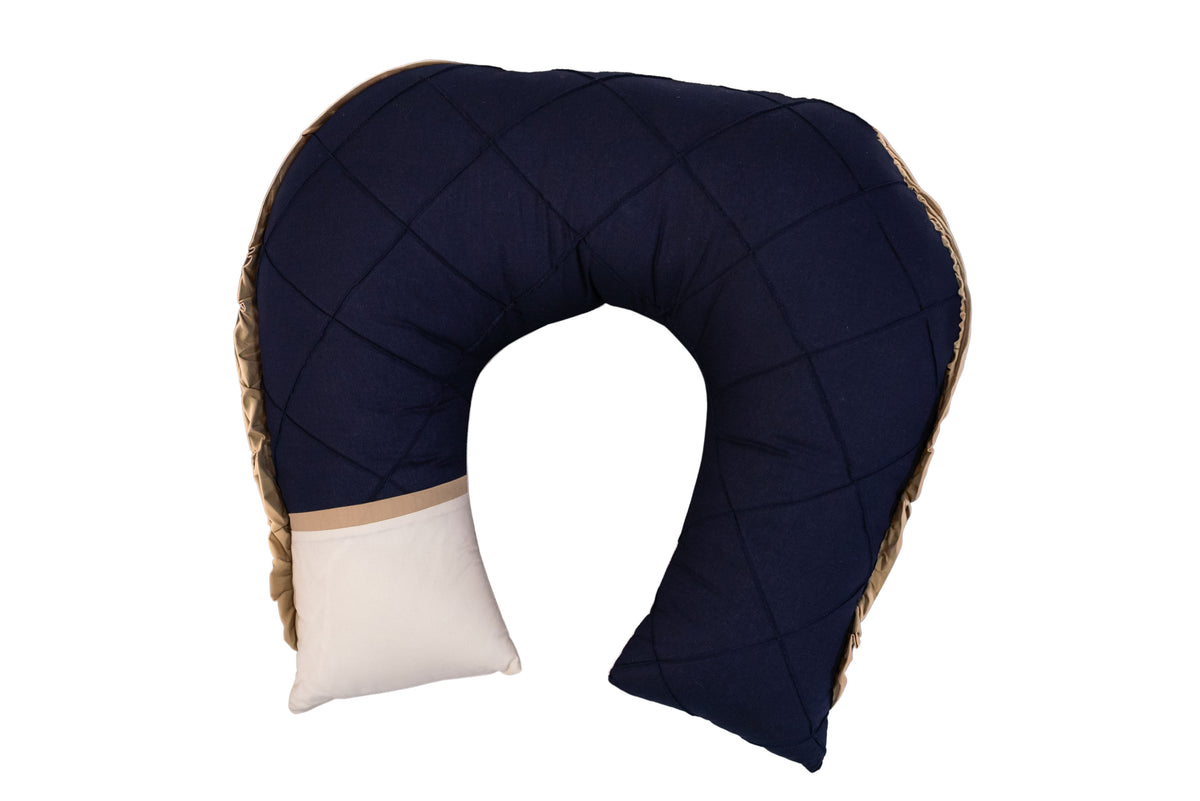 ALMOFADA DE AMAMENTAÇÃO  TRADICIONAL - AZUL MARINHO COM BEGE