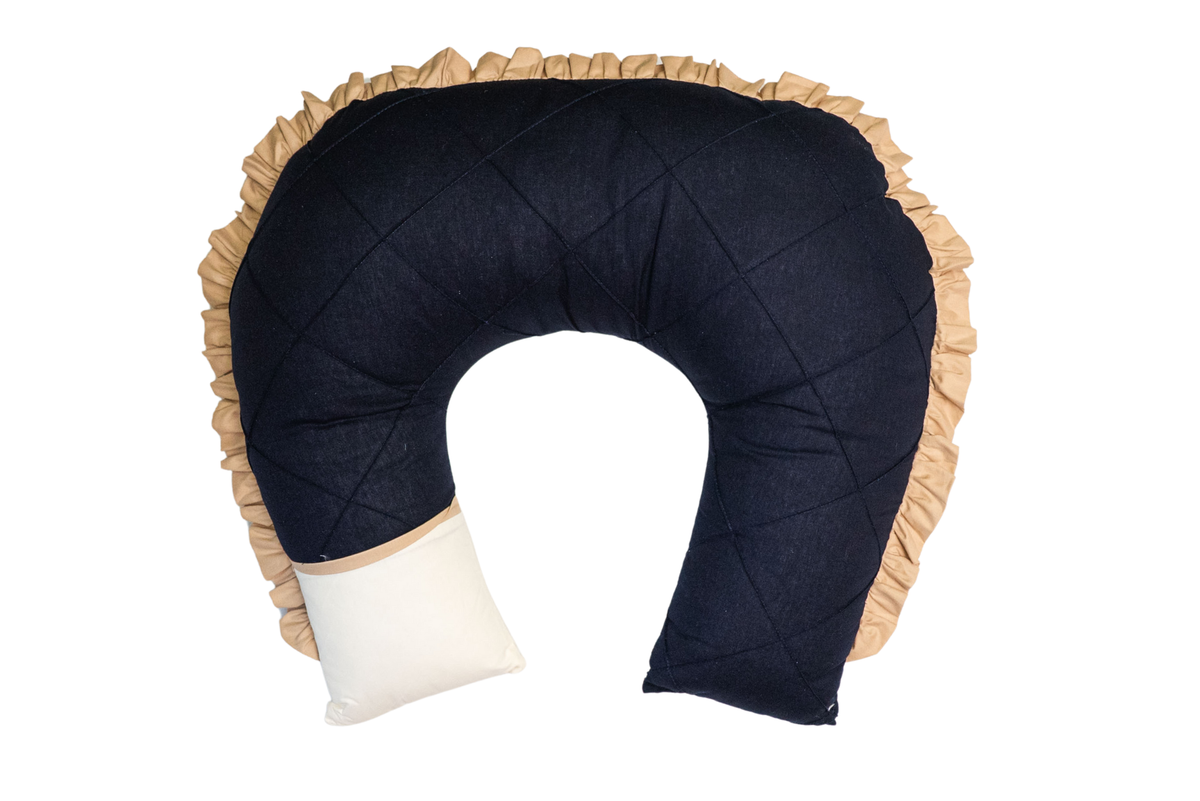 ALMOFADA DE AMAMENTAÇÃO  TRADICIONAL - AZUL MARINHO COM BEGE