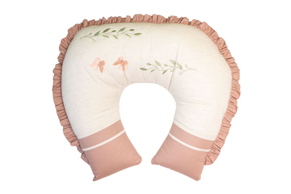 ALMOFADA DE AMAMENTAÇÃO TULIPA - ROSÊ COM OFF-WHITE
