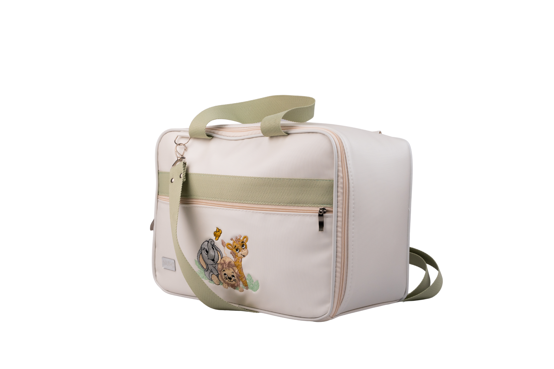 MALA DE MÃO  FAUNA - OFF WHITE COM VERDE CLARO