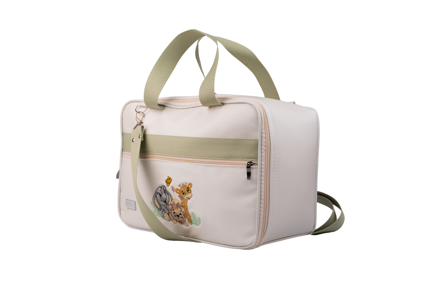 MALA DE MÃO  FAUNA - OFF WHITE COM VERDE CLARO