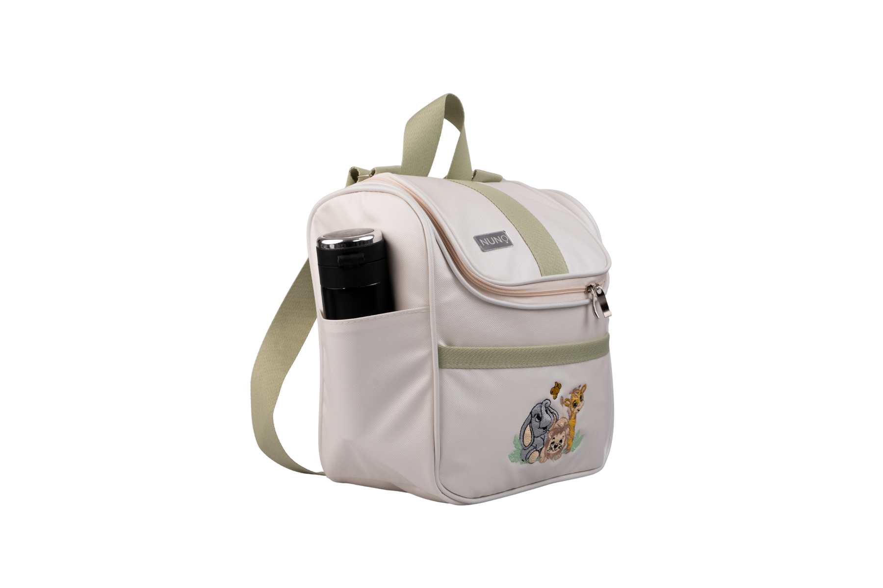 MOCHILA FAUNA - OFF WHITE COM VERDE CLARO