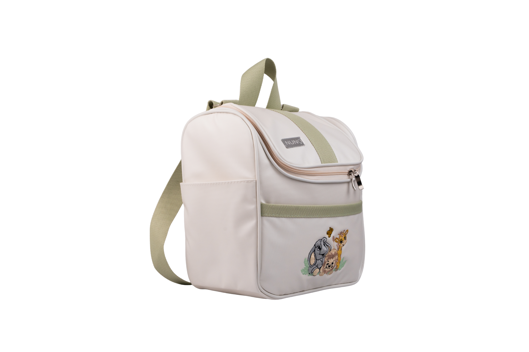 MOCHILA FAUNA - OFF WHITE COM VERDE CLARO