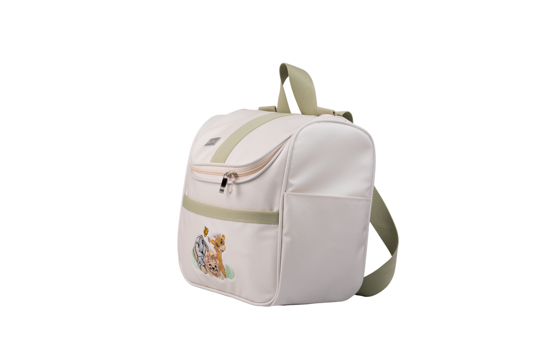 MOCHILA FAUNA - OFF WHITE COM VERDE CLARO