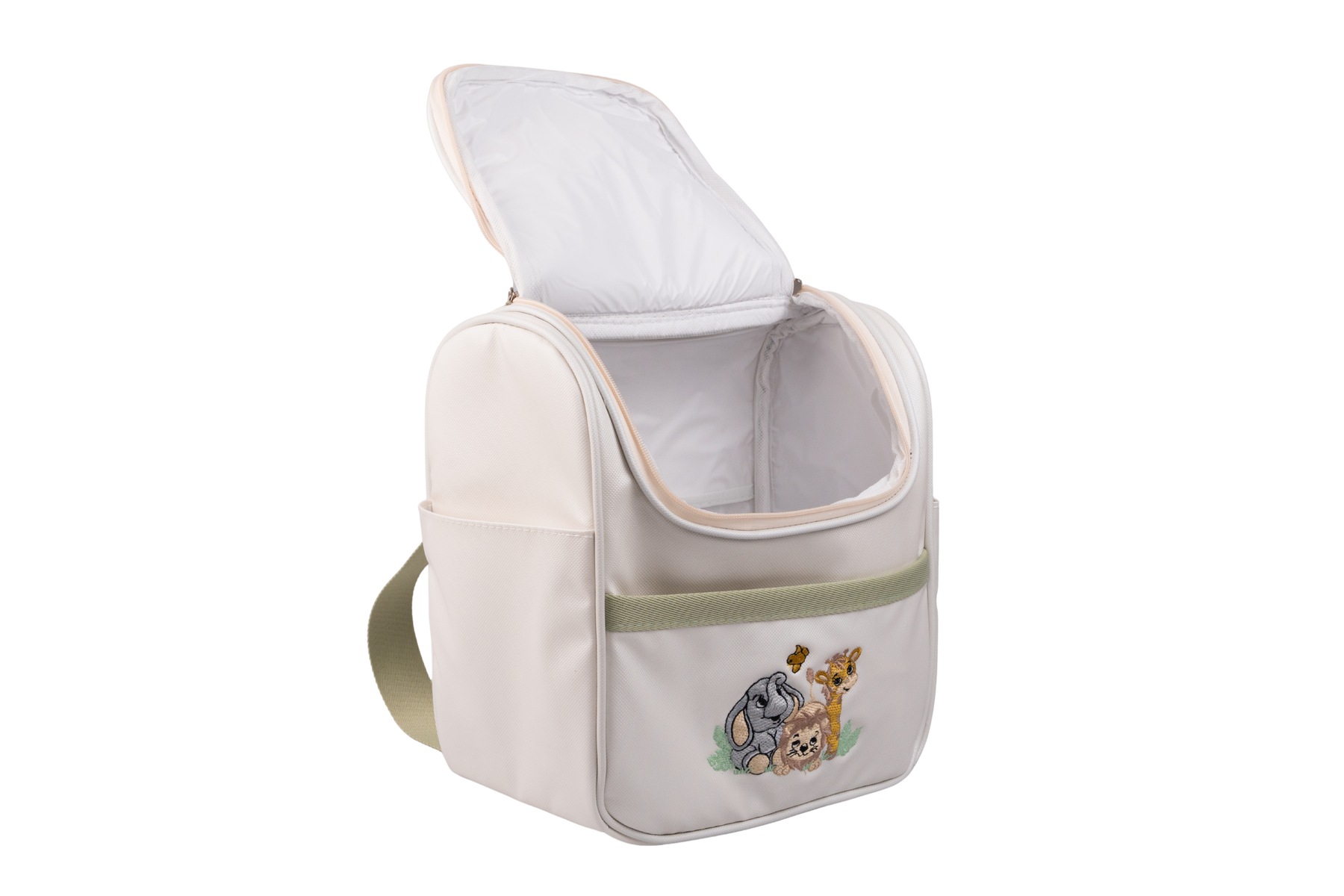 MOCHILA FAUNA - OFF WHITE COM VERDE CLARO