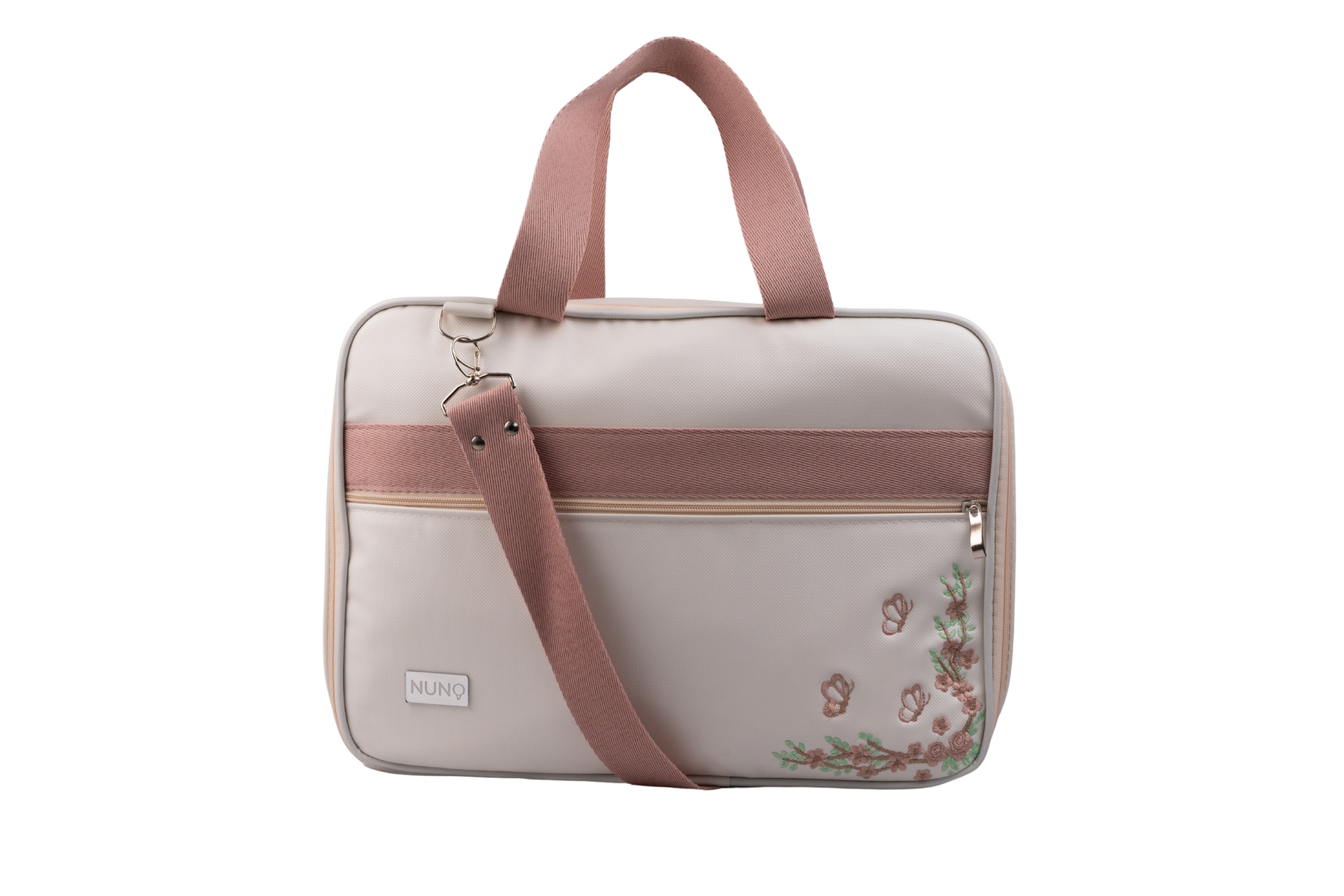 MALA DE MÃO FLORA - OFF WHITE COM ROSÊ