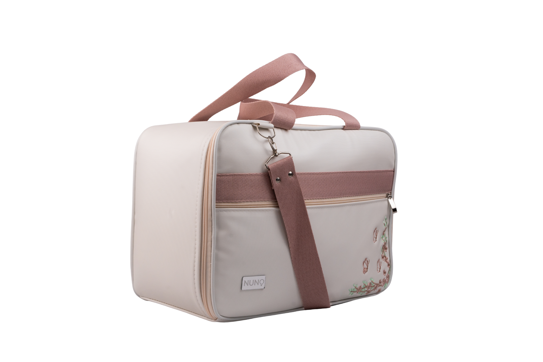 MALA DE MÃO FLORA - OFF WHITE COM ROSÊ