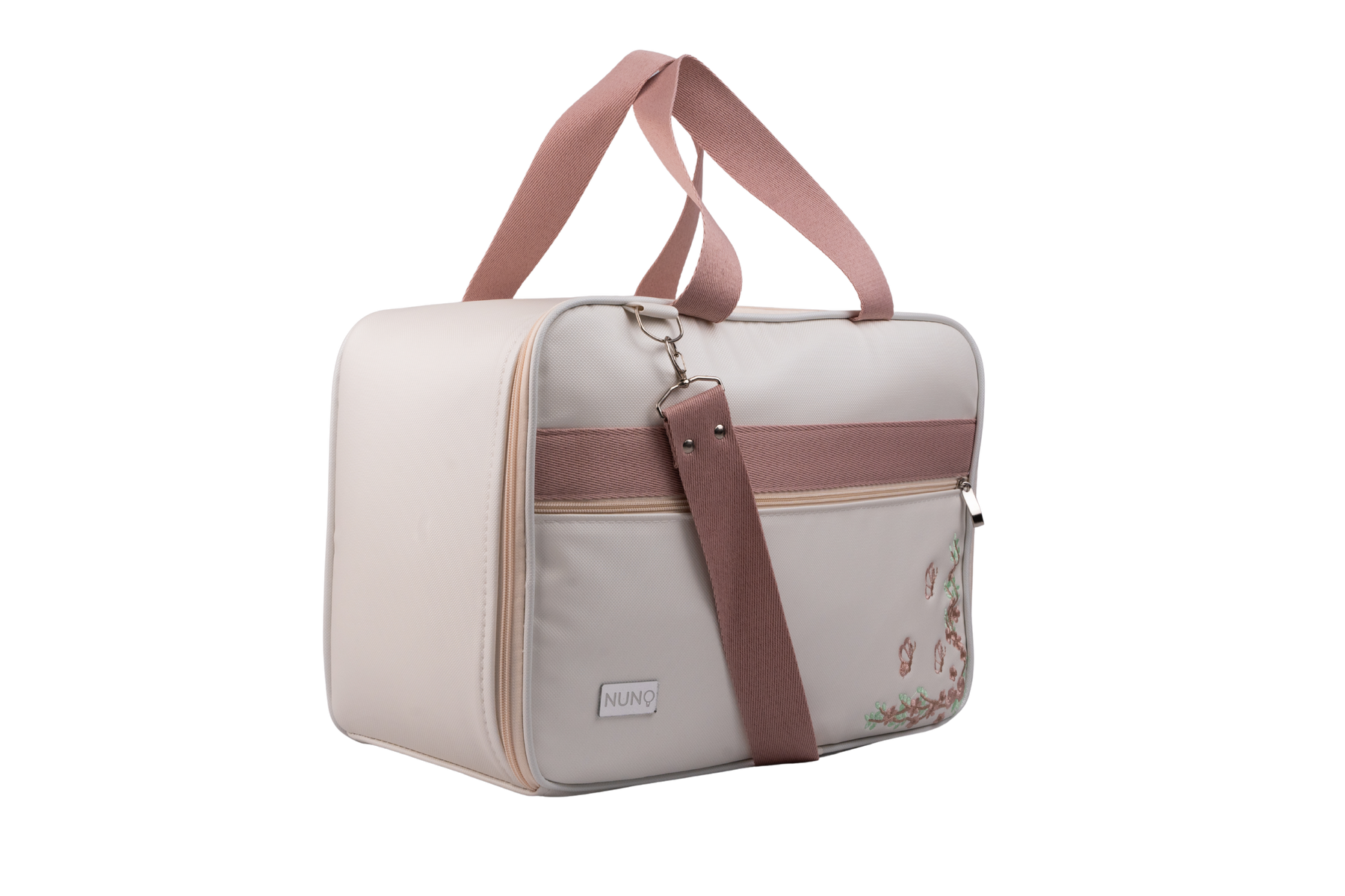 MALA DE MÃO FLORA - OFF WHITE COM ROSÊ