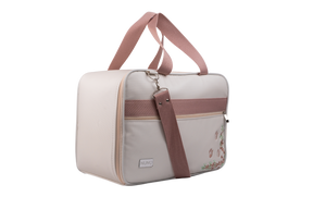MALA DE MÃO FLORA - OFF WHITE COM ROSÊ