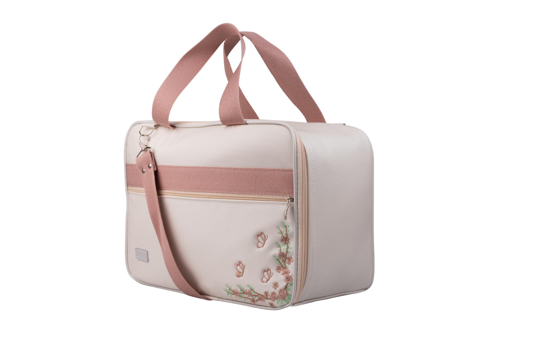 MALA DE MÃO FLORA - OFF WHITE COM ROSÊ