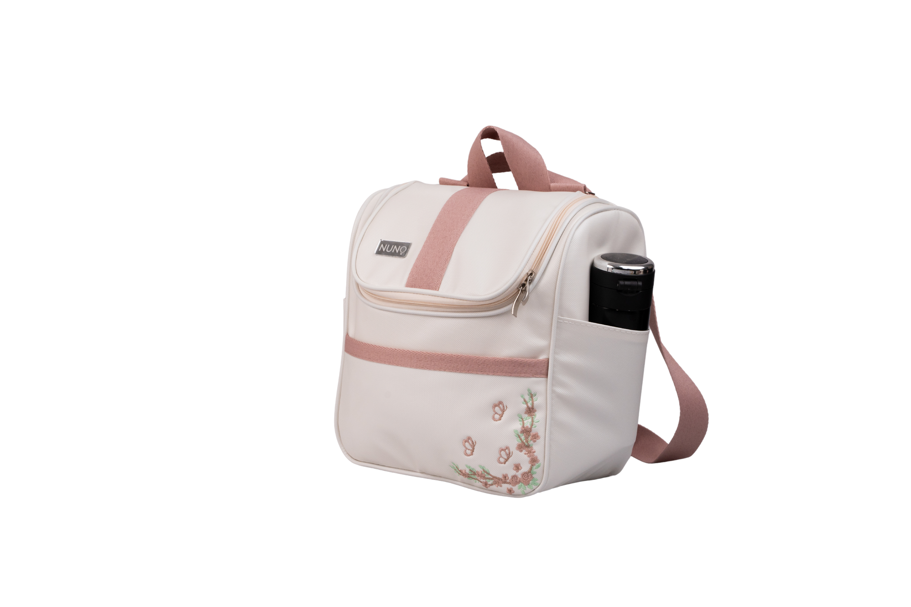 MOCHILA FLORA - OFF WHITE COM ROSÊ