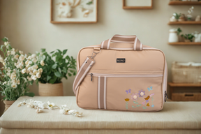 MALA DE MÃO  JARDIM - BEGE COM LISTRAS