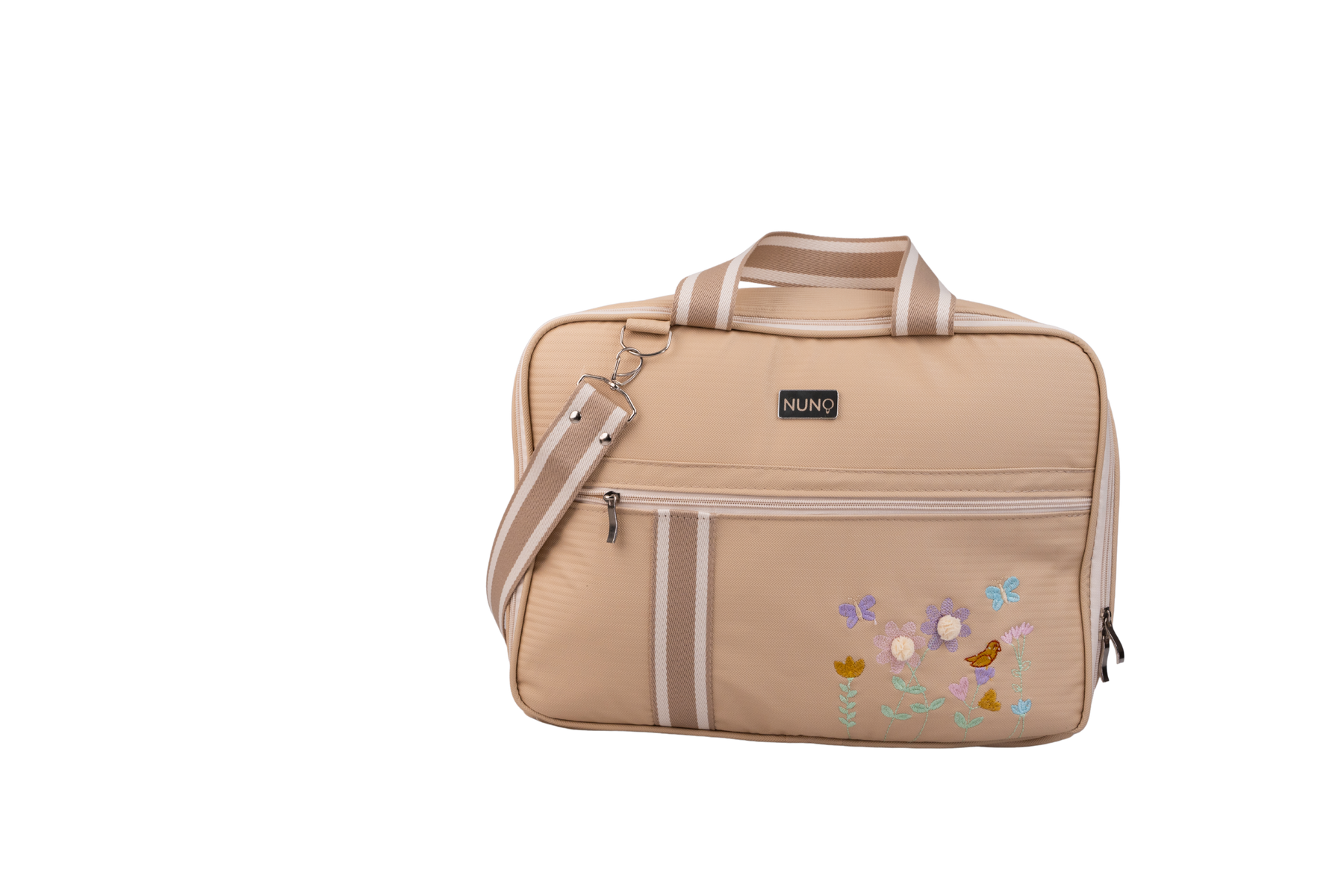 MALA DE MÃO  JARDIM - BEGE COM LISTRAS