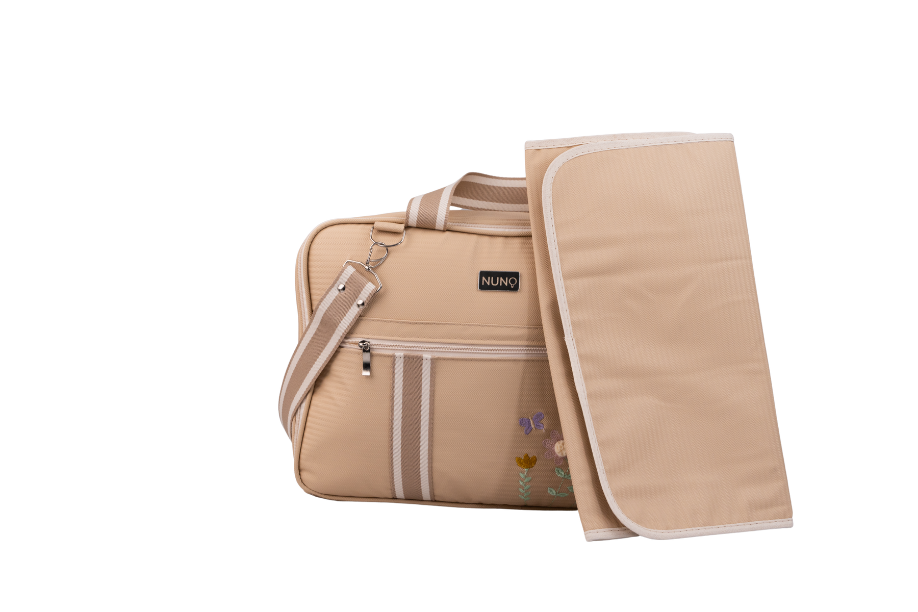 MALA DE MÃO  JARDIM - BEGE COM LISTRAS