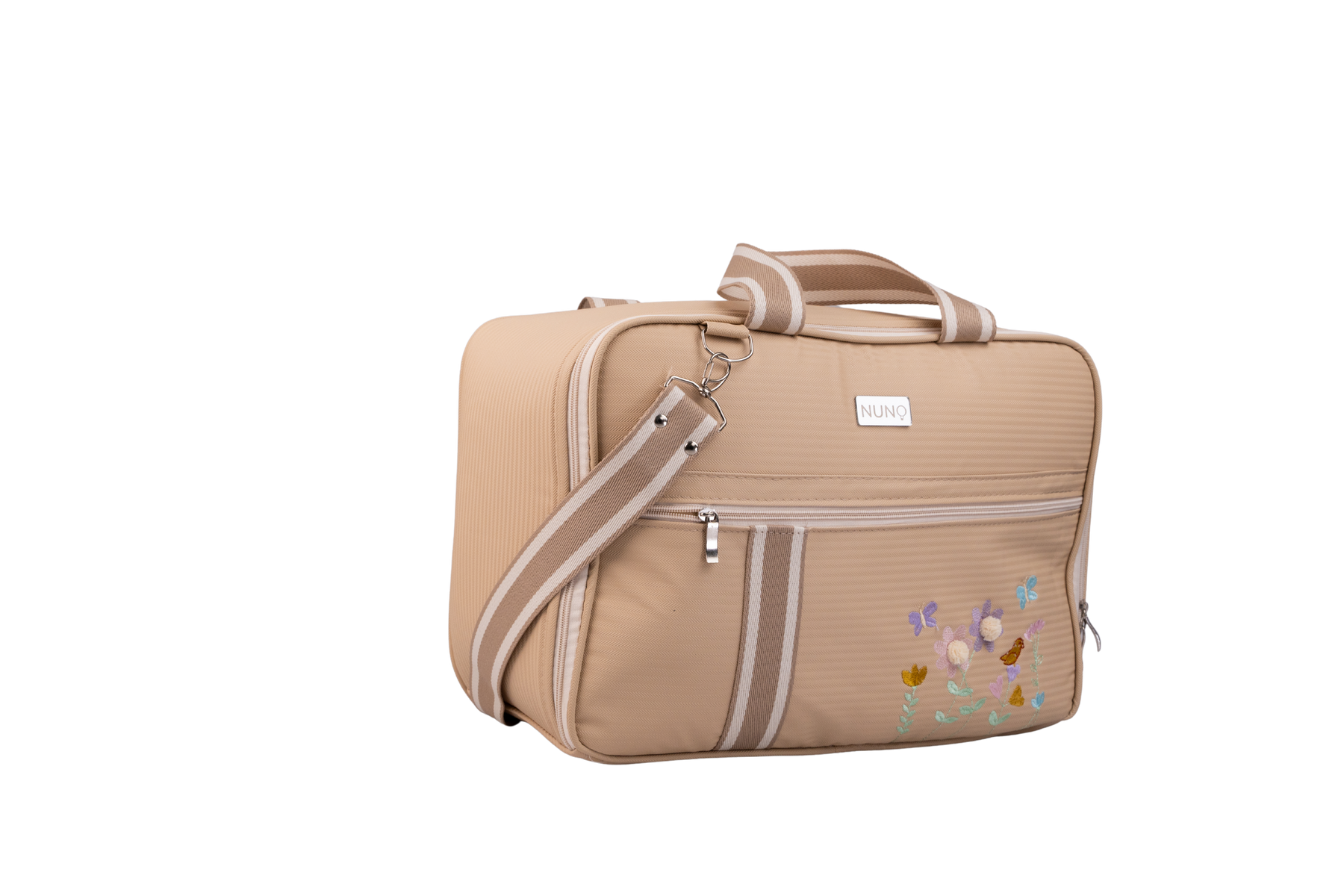 MALA DE MÃO  JARDIM - BEGE COM LISTRAS