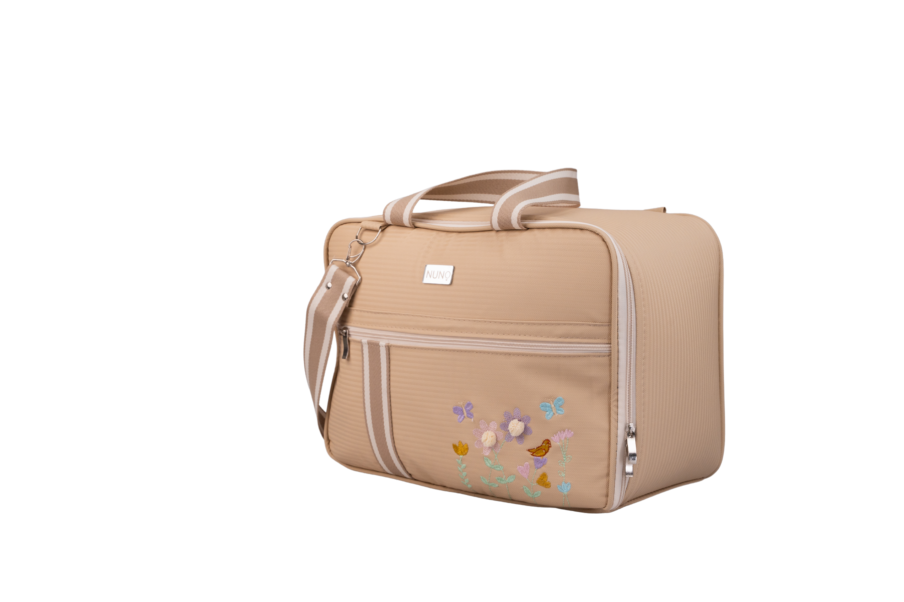 MALA DE MÃO  JARDIM - BEGE COM LISTRAS