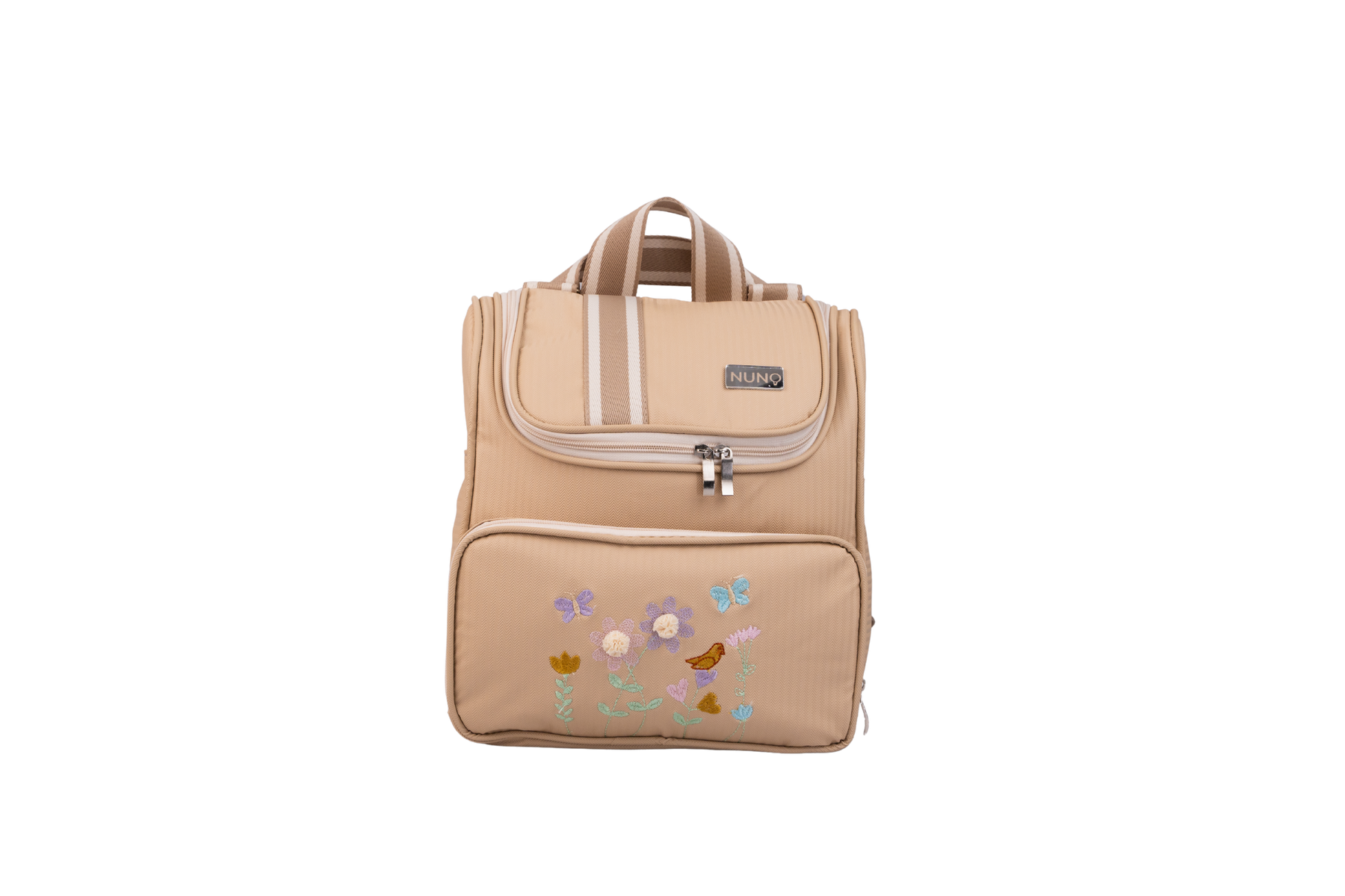 MOCHILA JARDIM - BEGE COM LISTRAS