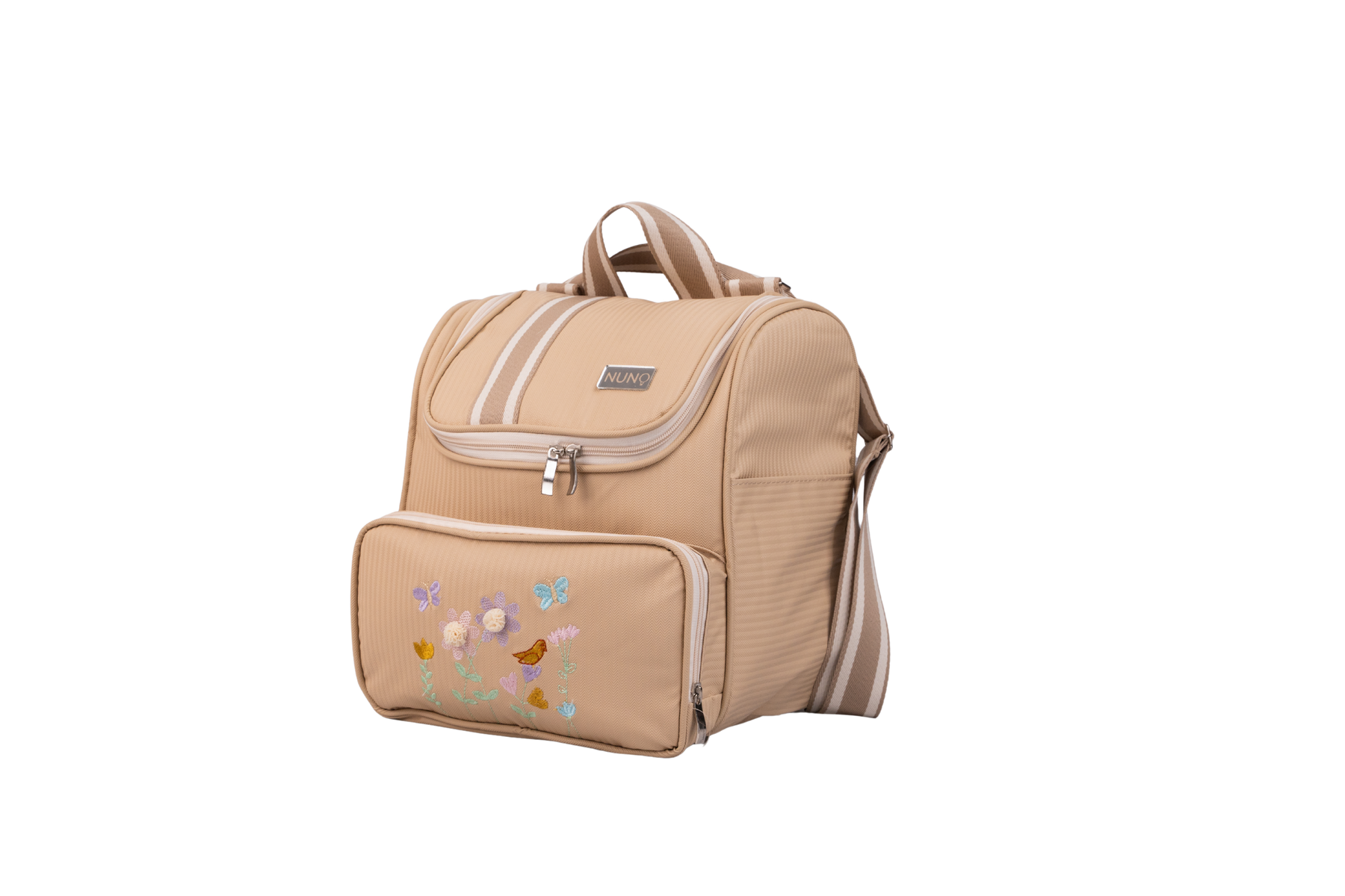 MOCHILA JARDIM - BEGE COM LISTRAS