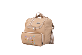 MOCHILA JARDIM - BEGE COM LISTRAS