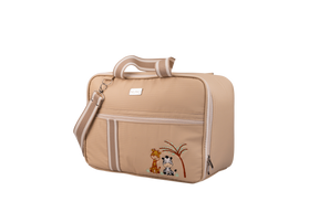 MALA DE MÃO SAFARI - BEGE COM LISTRAS