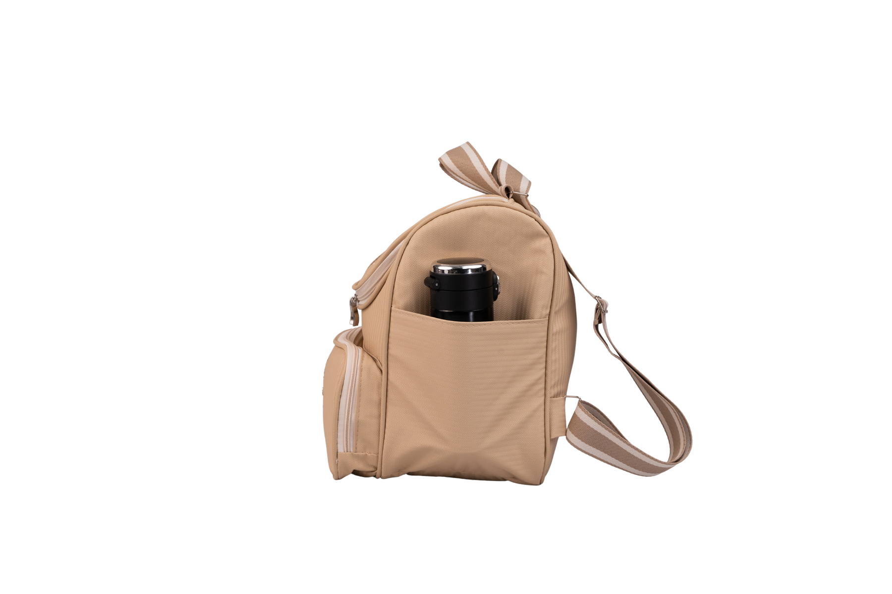 MOCHILA SAFARI - BEGE COM LISTRAS